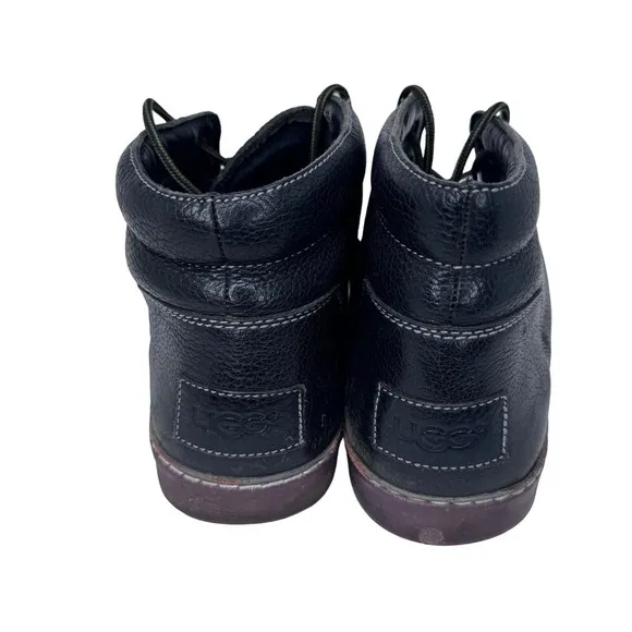 UGG Ankle Chukka Boots Round Toe‎ Lace Up Waterproof Lined Leather Black Size 14