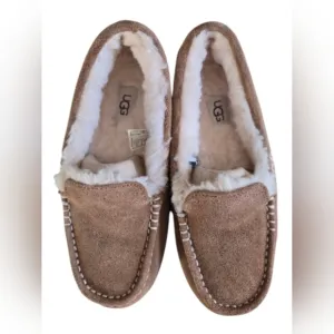 UGG ANSLEY CHESTNUT SUEDE SHEEPSKIN MOCCASINS SLIPPERS SIZE US 8/UK 6/EU 39