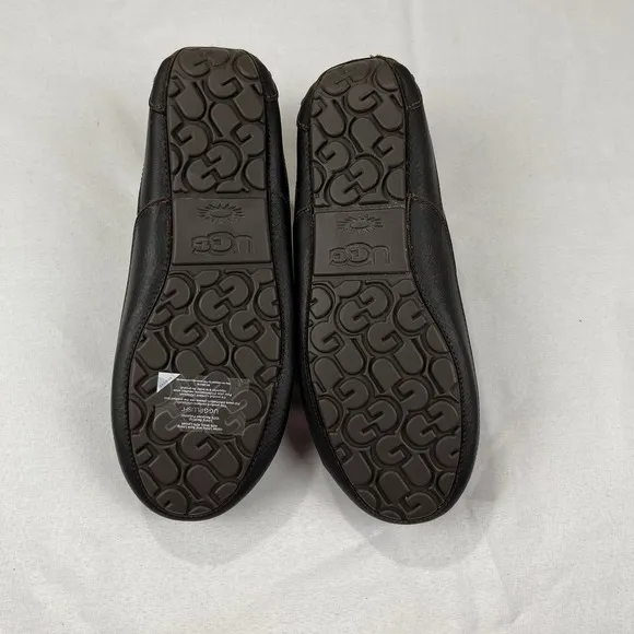 UGG ASCOT 5379 MEN'S LEATHER DARK SPICE SLIPPERS SIZE 11 (AUTHENTIC) BRAND NEW