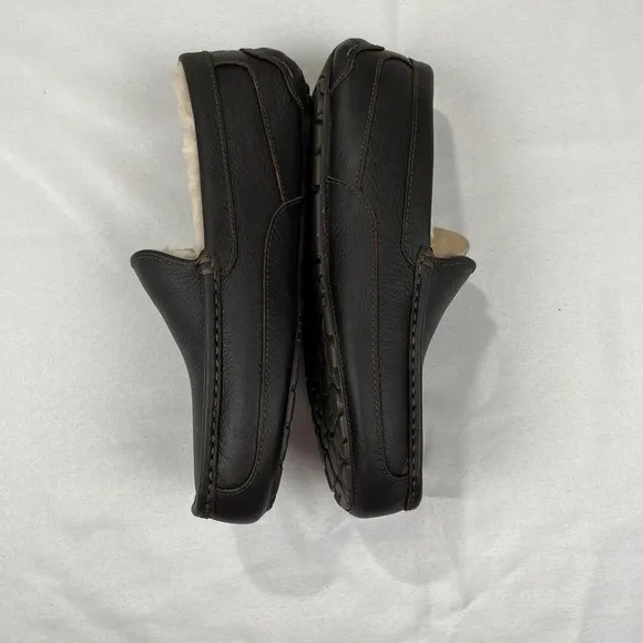 UGG ASCOT 5379 MEN'S LEATHER DARK SPICE SLIPPERS SIZE 11 (AUTHENTIC) BRAND NEW