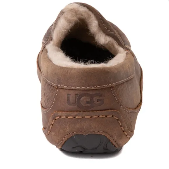 UGG ASCOT COGNAC LEATHER CASUAL SLIP ON MOCCASIN SLIPPER RUBBER OUTSOLE 11EEE