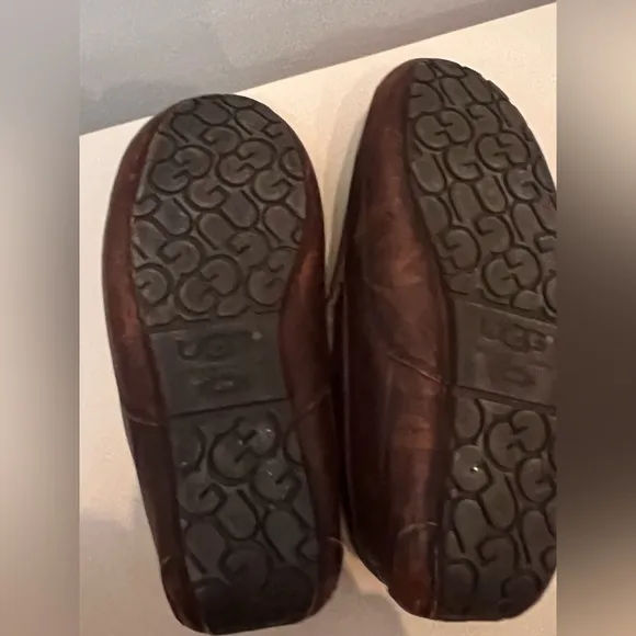 UGG ASCOT COGNAC LEATHER CASUAL SLIP ON MOCCASIN SLIPPER RUBBER OUTSOLE 11EEE