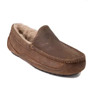 UGG ASCOT COGNAC LEATHER CASUAL SLIP ON MOCCASIN SLIPPER RUBBER OUTSOLE 11EEE