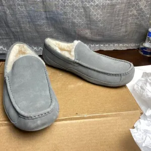 UGG Ascot Mens Slippers 12 Grey Suede Moccasin Indoor Outdoor 1101110