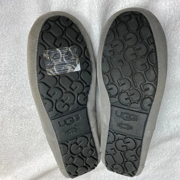 UGG Ascot Mens Slippers 12 Grey Suede Moccasin Indoor Outdoor 1101110