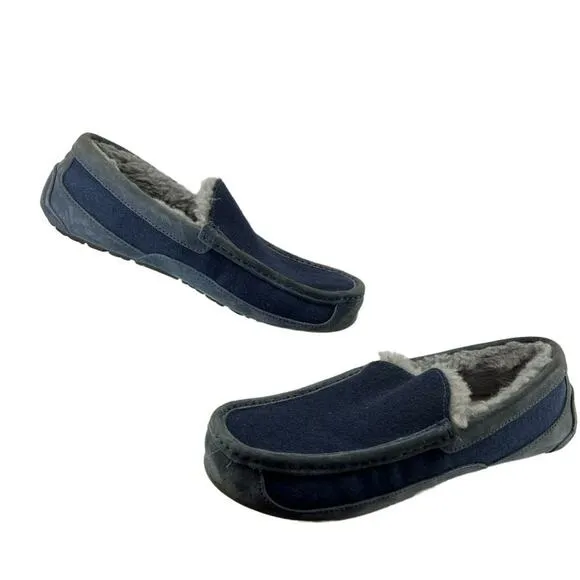 UGG Ascot Wool Men’s Slippers Navy Size 12