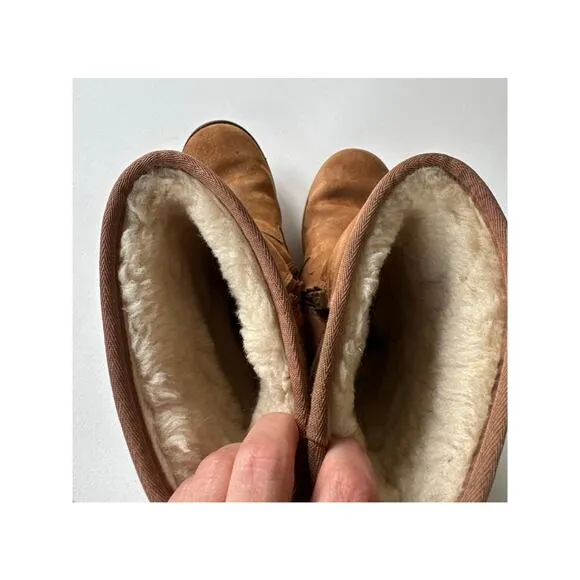 UGG Australia Fairfax Mid-Calf Suede Zip Boots in Chestnut , US 7