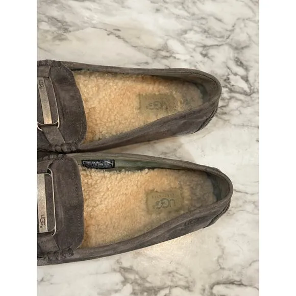 UGG AUSTRALIA ROAM SLIPPERS MOCCASINS DRIVING PEWTER GRAY WOMENS SIZE 8