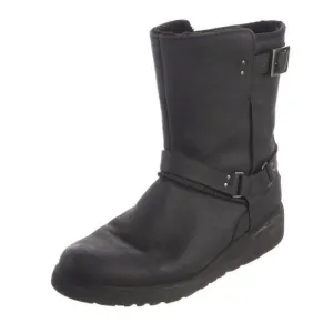 Ugg Australia Women’s Maddox Mid calf Black Leather Moto Boots Size 11