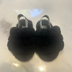 UGG Black Plush Slippers Mule Style