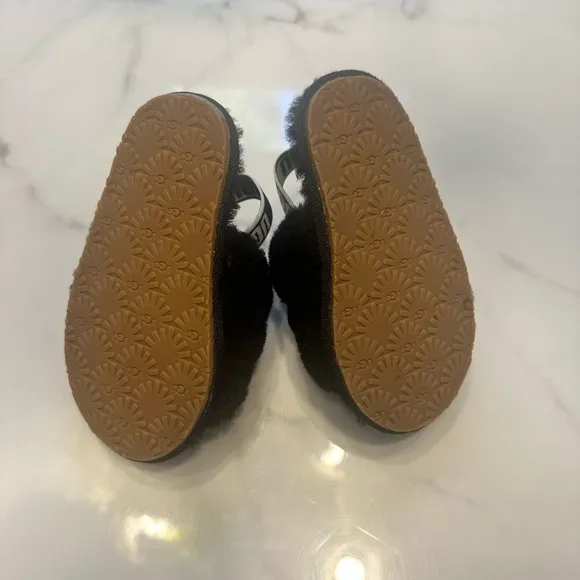 UGG Black Plush Slippers Mule Style