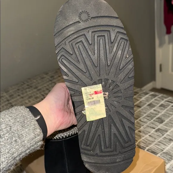 UGG Black Slippers with Cozy Knit Collar