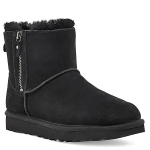 UGG BLACK WATER RESISTANT DOUBLE‎ ZIP MINI BOOTS
