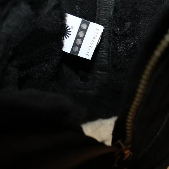 UGG BLACK WATER RESISTANT DOUBLE‎ ZIP MINI BOOTS