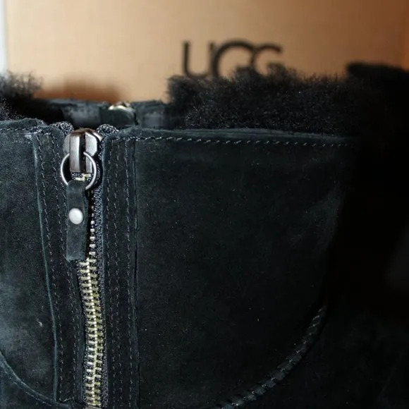 UGG BLACK WATER RESISTANT DOUBLE‎ ZIP MINI BOOTS