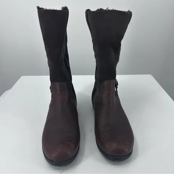 UGG Brown Suede Tall Boots Gold Buckle Womens 7