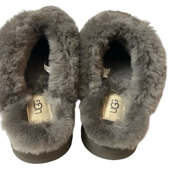 UGG Charcoal Disquette Platform Slippers NIB