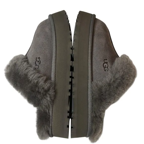 UGG Charcoal Disquette Platform Slippers NIB