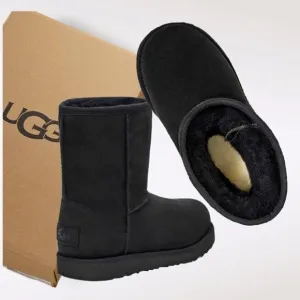 UGG Classic Short II Toddler Kids Waterproof Shearling Boot Black Size 8 NEW