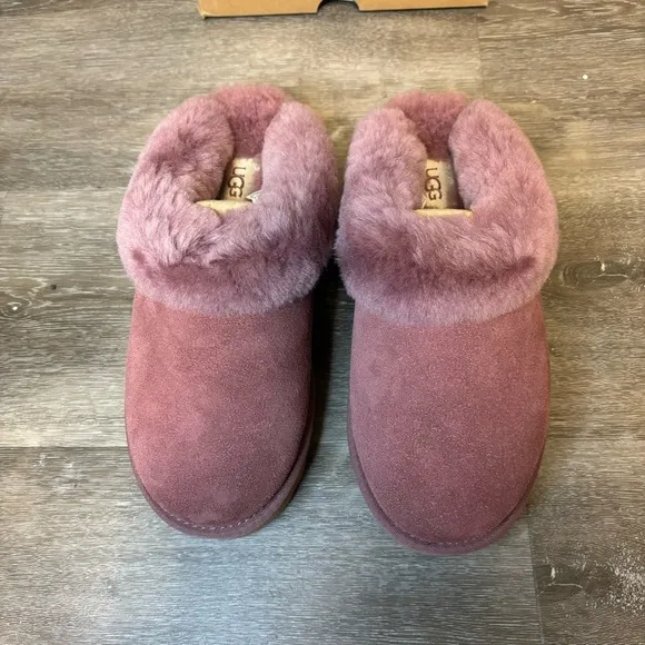 UGG |  Cluggette Fur Lined Slippers In Plum Wine NEW In Box Indoor Outdoor