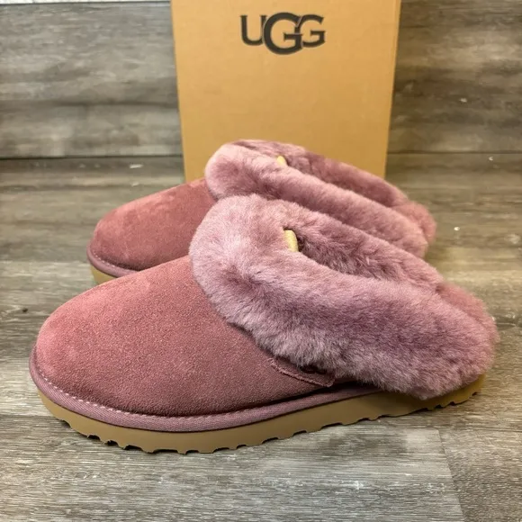 UGG |  Cluggette Fur Lined Slippers In Plum Wine NEW In Box Indoor Outdoor