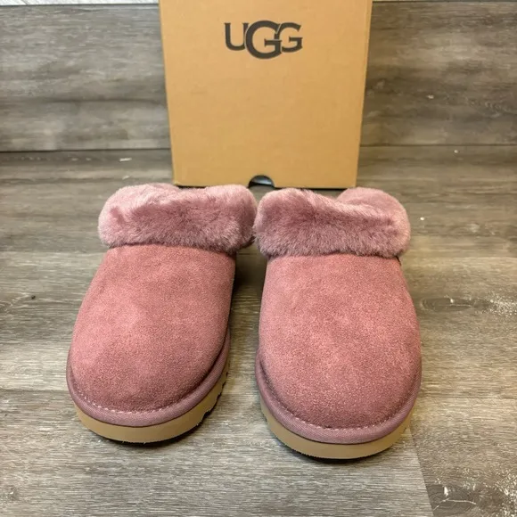 UGG |  Cluggette Fur Lined Slippers In Plum Wine NEW In Box Indoor Outdoor