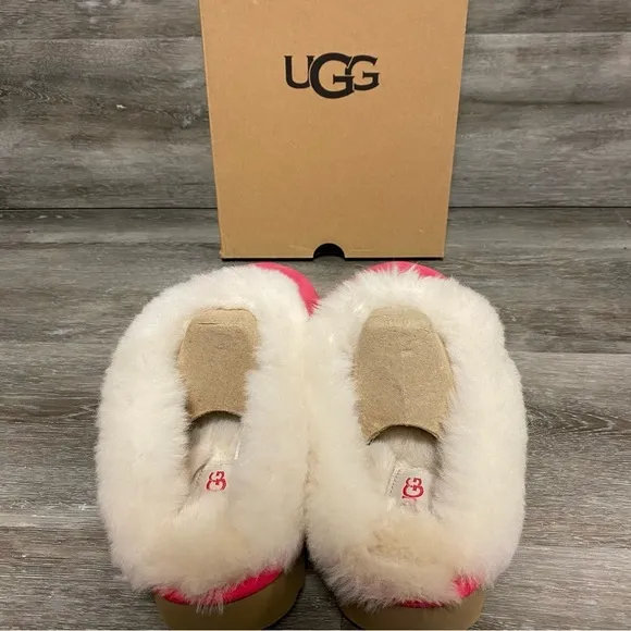 UGG | Cluggette Fur Lined Slippers Sheepskin In Radish Pink NEW
