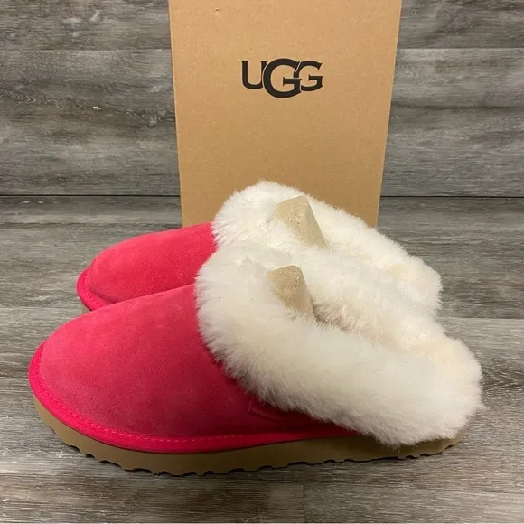 UGG | Cluggette Fur Lined Slippers Sheepskin In Radish Pink NEW