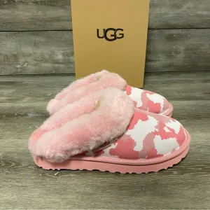 UGG | Cluggette Jagged Camo Print In Pink Sheepskin Indoor Outdoor Slippers NEW
