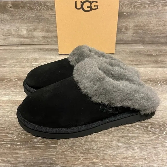 UGG | Cluggette Slippers In Black Grey Indoor Outdoor NEW