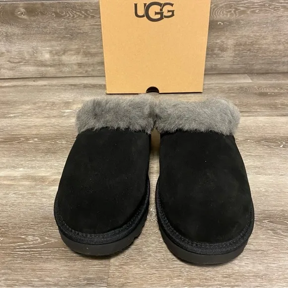 UGG | Cluggette Slippers In Black Grey Indoor Outdoor NEW
