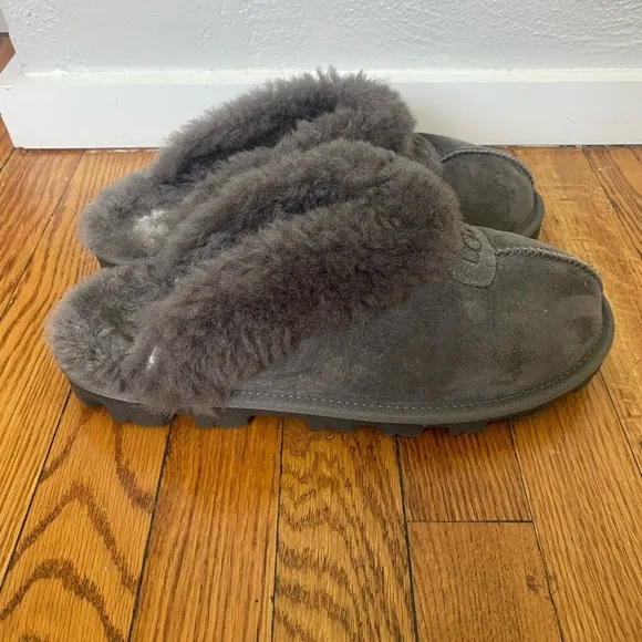 UGG Coquette Shearling Slippers Gray Size 9