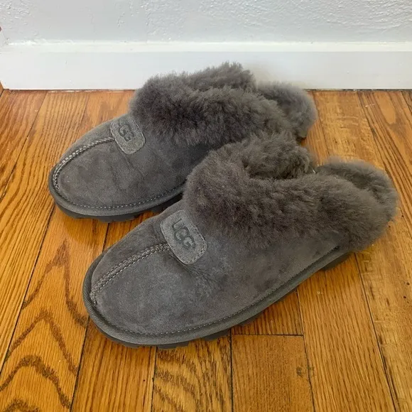UGG Coquette Shearling Slippers Gray Size 9