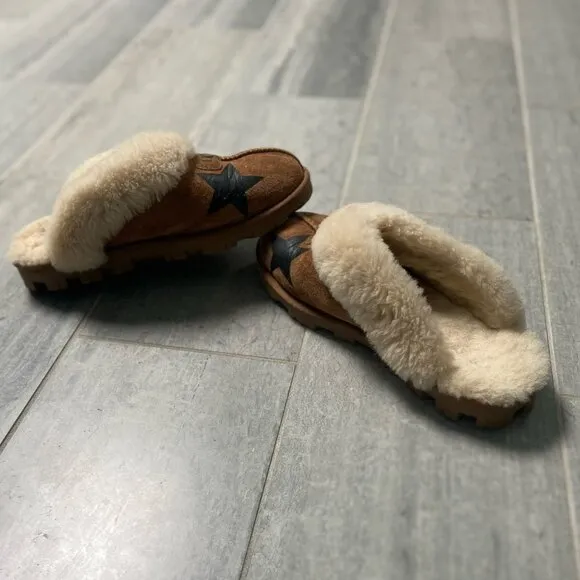 UGG Coquette Star Slippers Clog Slides Chestnut Black Size 9