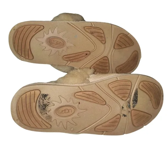 UGG Cozy Double Diamond Freshwater Pearl‎ Suede Sheepskin Lined Slipper Women 10