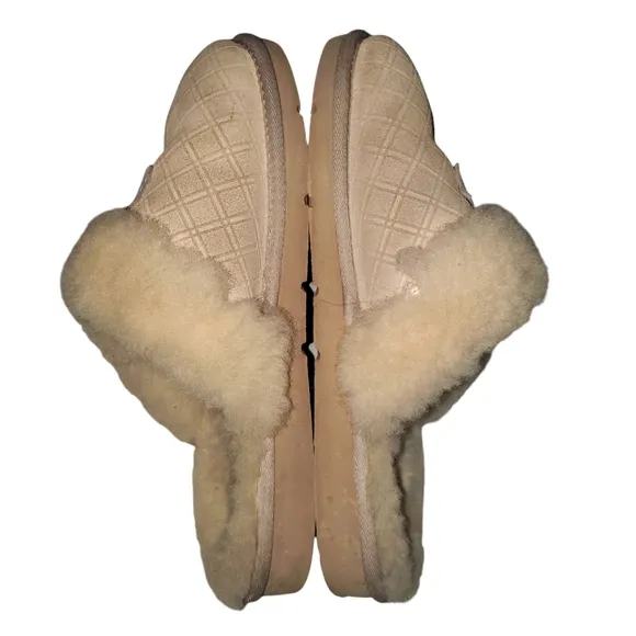 UGG Cozy Double Diamond Freshwater Pearl‎ Suede Sheepskin Lined Slipper Women 10