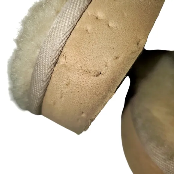 UGG Cozy Double Diamond Freshwater Pearl‎ Suede Sheepskin Lined Slipper Women 10