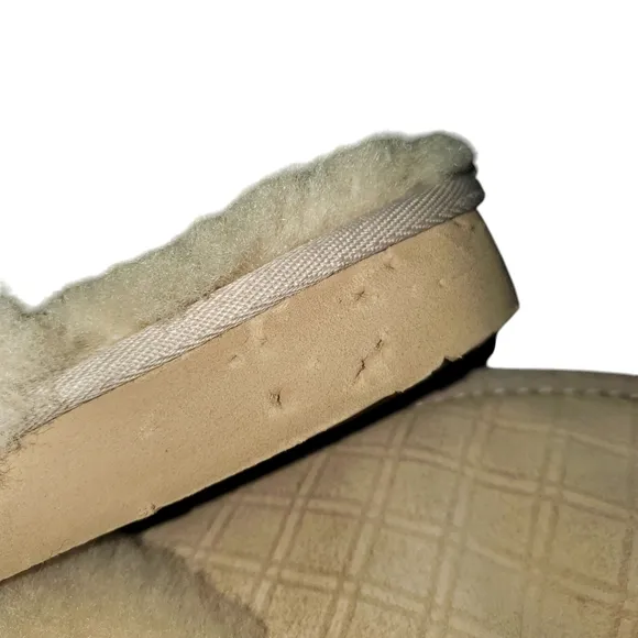 UGG Cozy Double Diamond Freshwater Pearl‎ Suede Sheepskin Lined Slipper Women 10