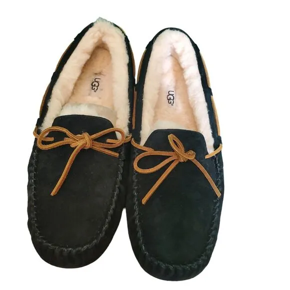 UGG Dakota Moccasin Suede Wool Slipper Black women's sz 12/Men's 9