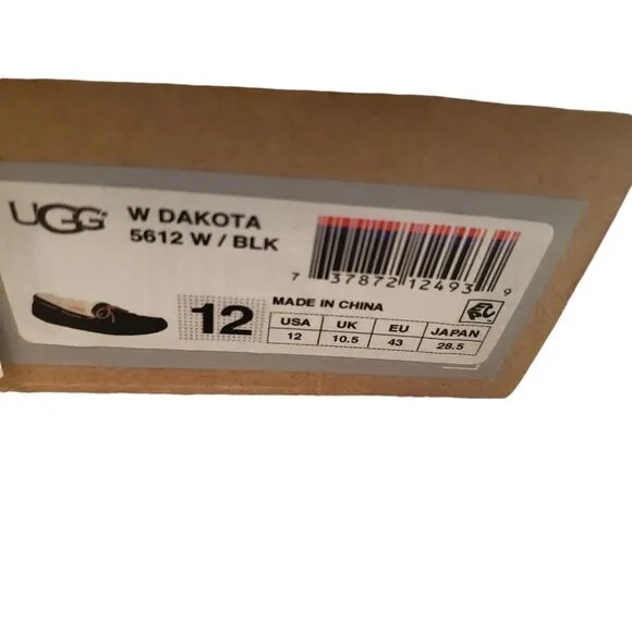 UGG Dakota Moccasin Suede Wool Slipper Black women's sz 12/Men's 9
