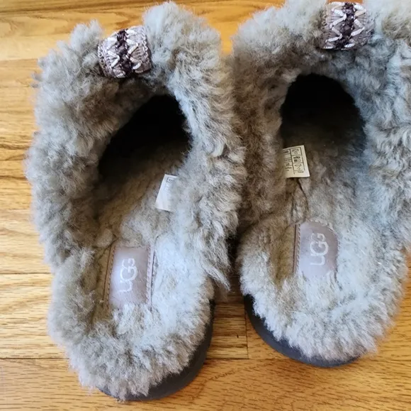 UGG Disquette Alpine Clog Taupe Shearling Lined Platform Size 9 Comfort