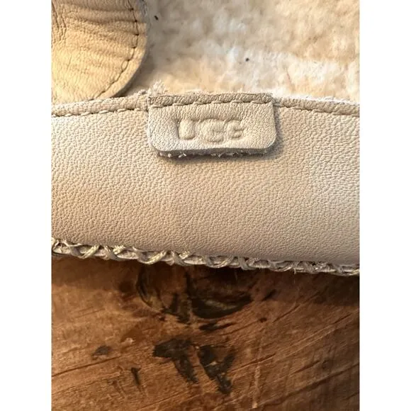 UGG Elodie Slipper Shoes Women's 9 Cream Ivory Bone Leather Shearling Loafers
