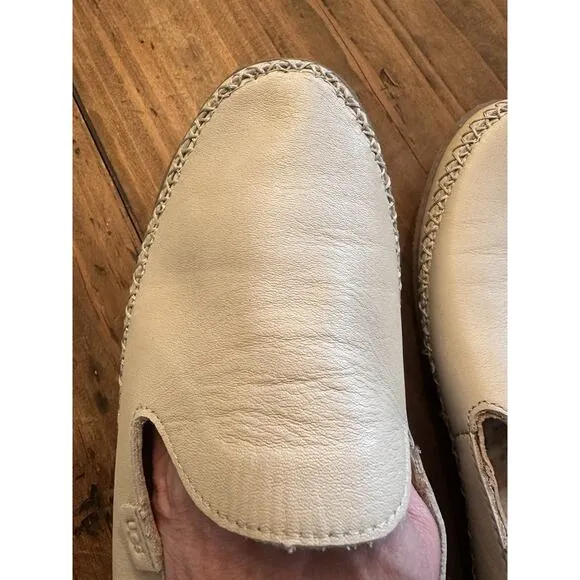 UGG Elodie Slipper Shoes Women's 9 Cream Ivory Bone Leather Shearling Loafers