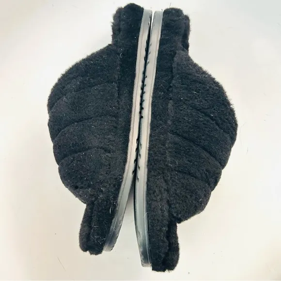 UGG Fluff You Black Fluffy Indoor/Outdoor Slippers Unisex Mens 9 / Womens 11 NEW