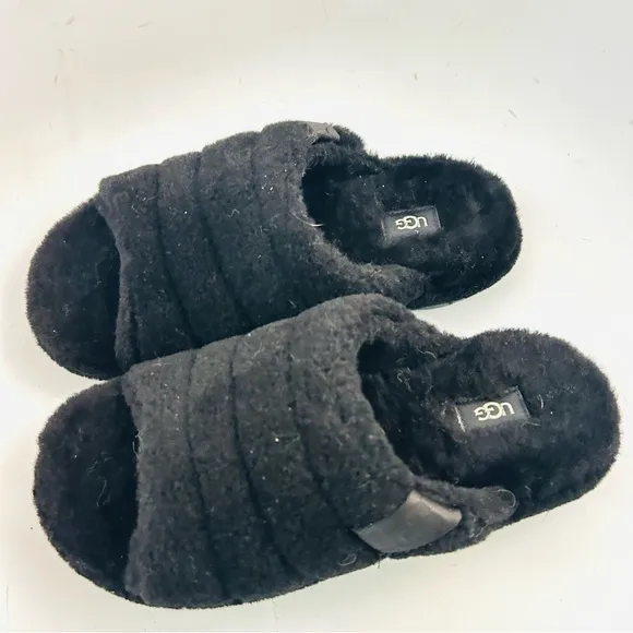 UGG Fluff You Black Fluffy Indoor/Outdoor Slippers Unisex Mens 9 / Womens 11 NEW