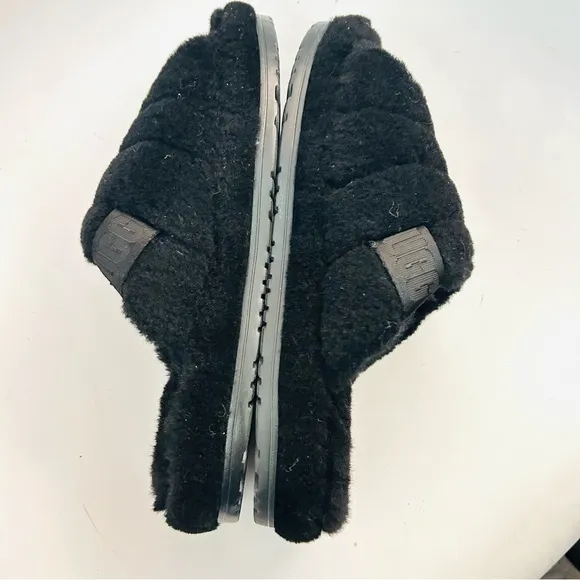 UGG Fluff You Black Fluffy Indoor/Outdoor Slippers Unisex Mens 9 / Womens 11 NEW