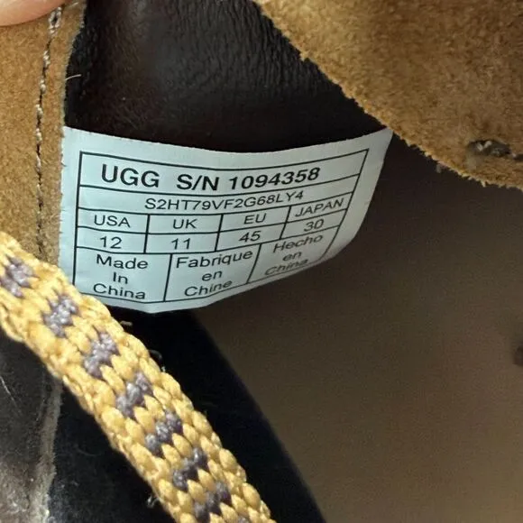 UGG Freamon Chukka Boot Men's 12 Brown Suede Lace-Up Waterproof Mid Calf 1094358