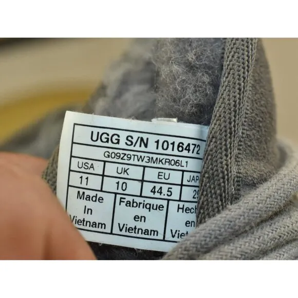 UGG Harkley Men's Boots Size 11 Charcoal Grey Sheepskin Waterproof