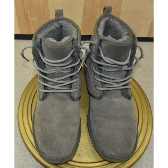 UGG Harkley Men's Boots Size 11 Charcoal Grey Sheepskin Waterproof