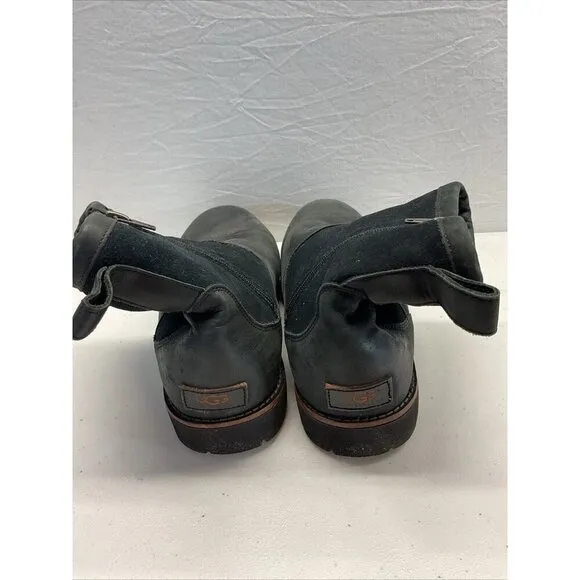 Ugg Hendren  Boots Men’s US 12 Black Leather Waterproof  1008140  side zip